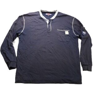 Bocomal FR Shirt Men XL Blue Flame Resistant Henley Long Sleeves Workwear Safety